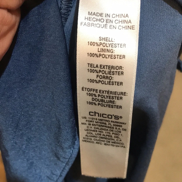 Chico's V Neck Long Sleeve Satin Look Layered Top with 3-4 Sleeves-Size 1 - Picture 7 of 7